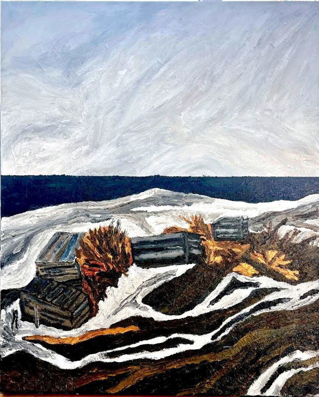 Oljemålning av Staffan Sandler - Vinterlandskap på Svartlöga