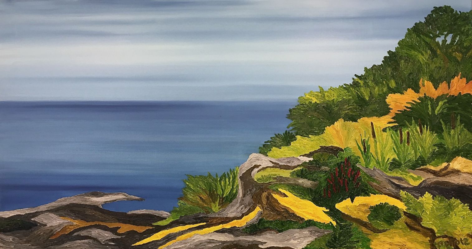 Oljemålning av Staffan Sandler - Sommarvy från skärgården